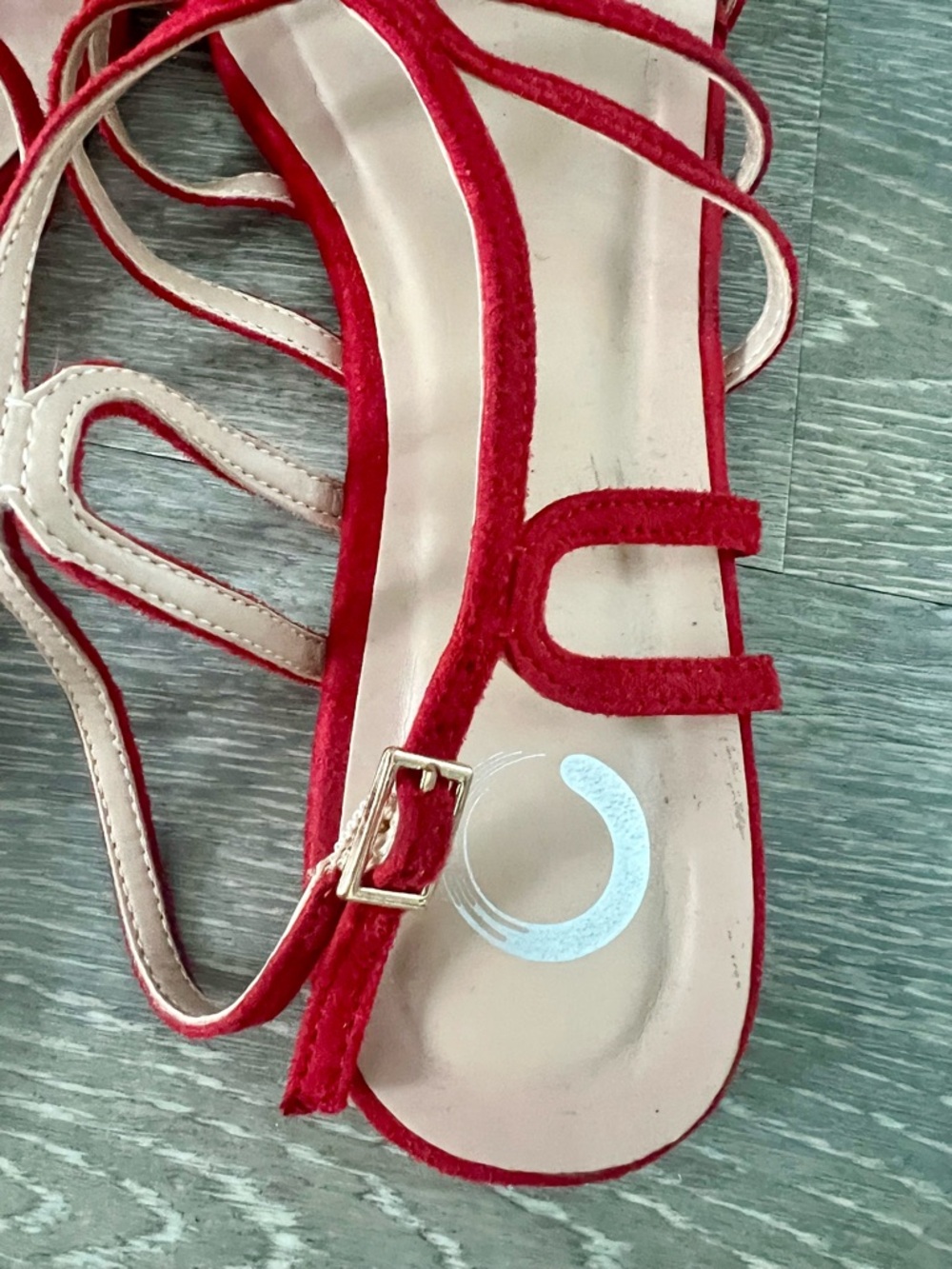 Journee Collection Red Suede Strappy Slingback Sandals Size 8 - Picture 4 of 9